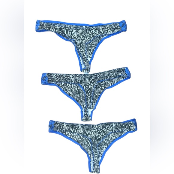 Bundle of 3 Zebra Print Women's thong Panties with Blue Accents plus size - Picture 2 of 6